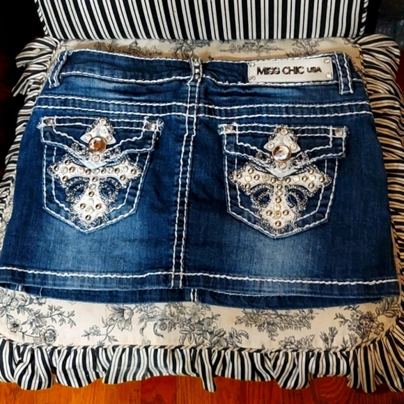 Miss Chic Jeans Dresses & Skirts - Jean Mini Skirt With Bling